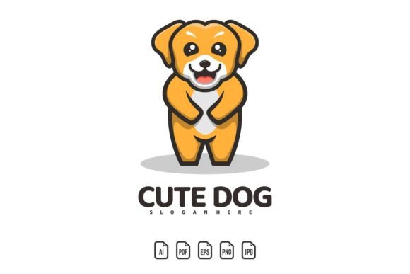 Adorable Stading Cute Dog Mascot Logo Template