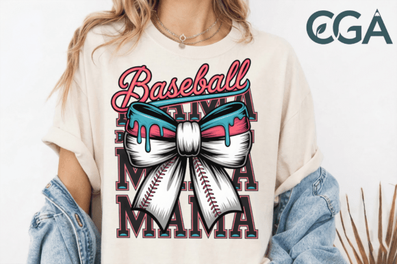 Baseball Mama Dripping Bow PNG: Edgy Style for Game Day