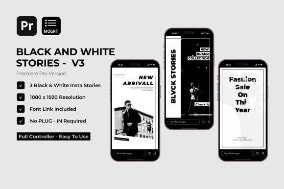 Black & White Stories V3: Monochrome Premiere Pro Templates