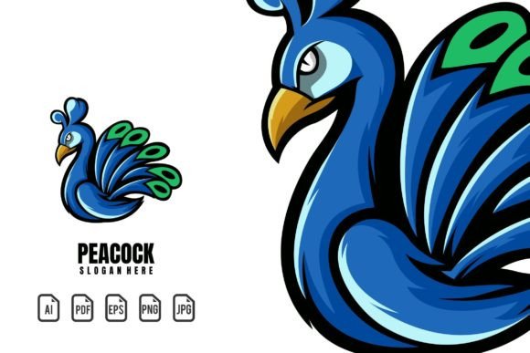 Peacock Mascot Logo Template for Gaming and Sport Design