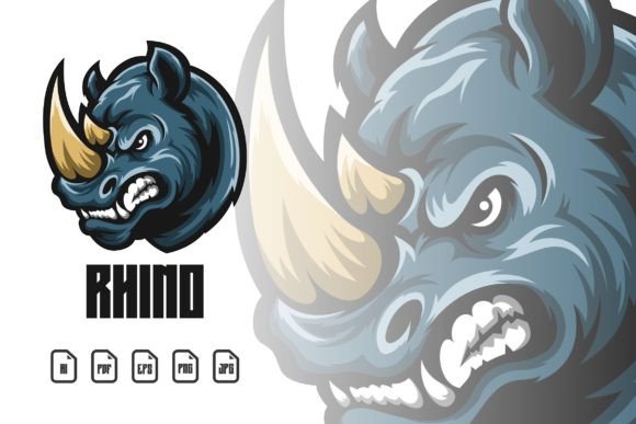 Rhino Mascot Logo Illustration: Powerful Design Template