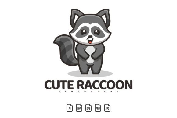 Standing Cute Raccoon Mascot Logo for Playful Branding