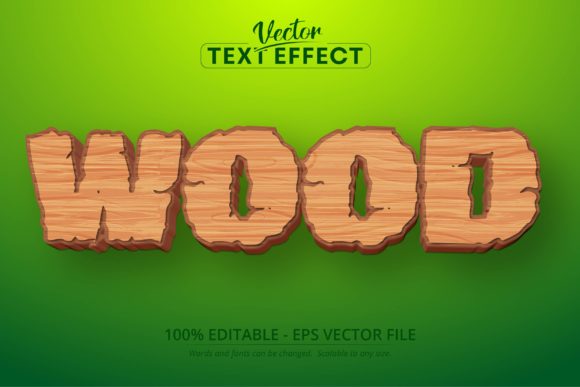 Wood Text Cartoon Style Effect for Adobe Illustrator